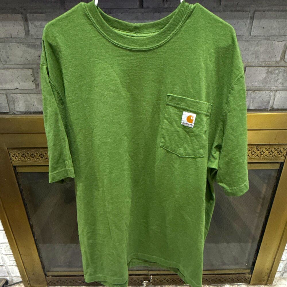 Carhartt Men’s Green Loose Fit Crew Neck Short Sleeve Pocket T-Shirt K87-M L